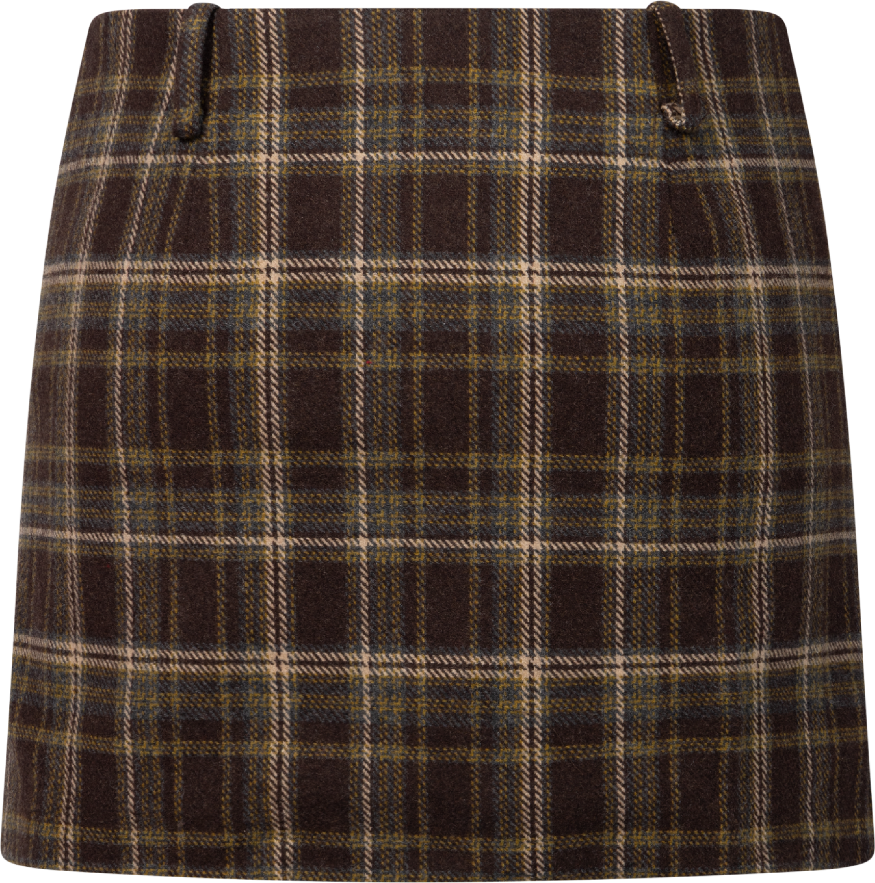 Jennifer Wool Checked Mini Skirt - Dark Brown