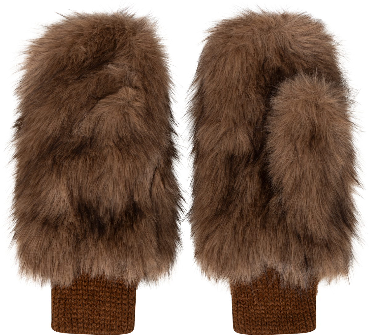 Astrid Faux Fur Mittens - Brown