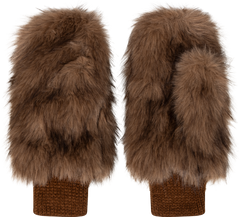 Astrid Faux Fur Mittens - Brown