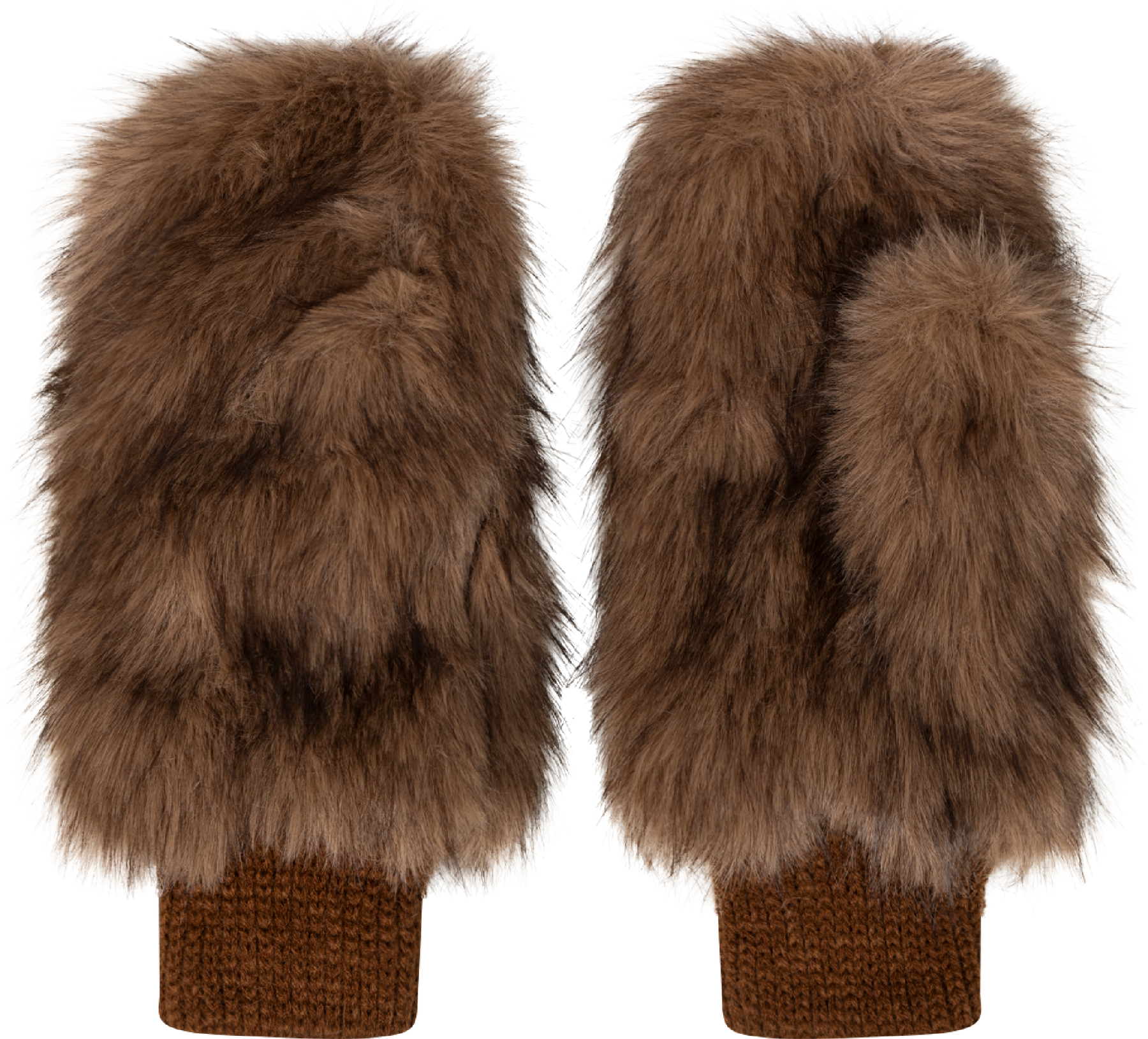Astrid Faux Fur Mittens - Brown