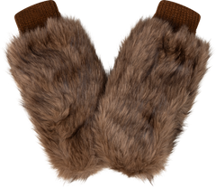 Astrid Faux Fur Mittens - Brown