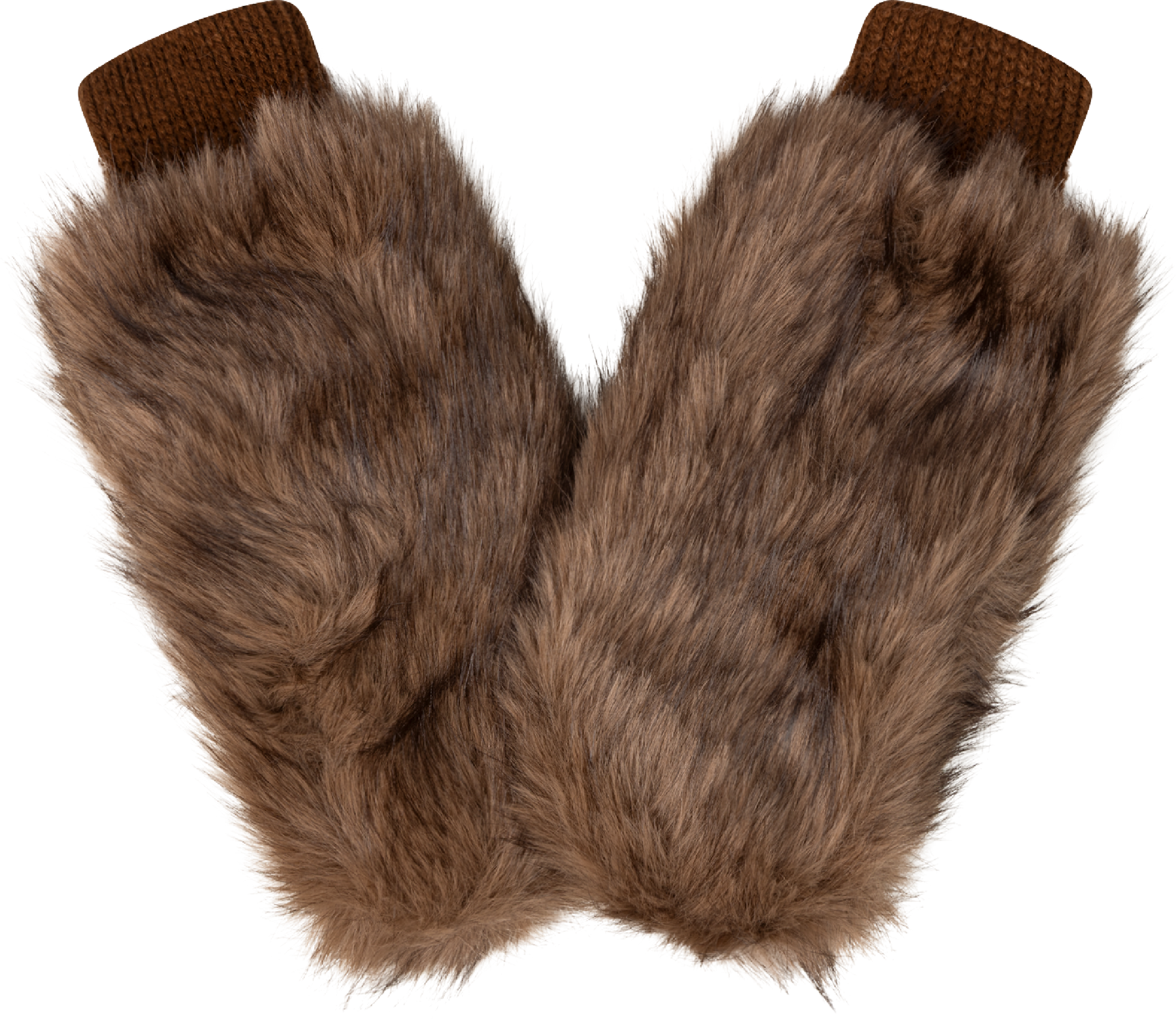 Astrid Faux Fur Mittens - Brown