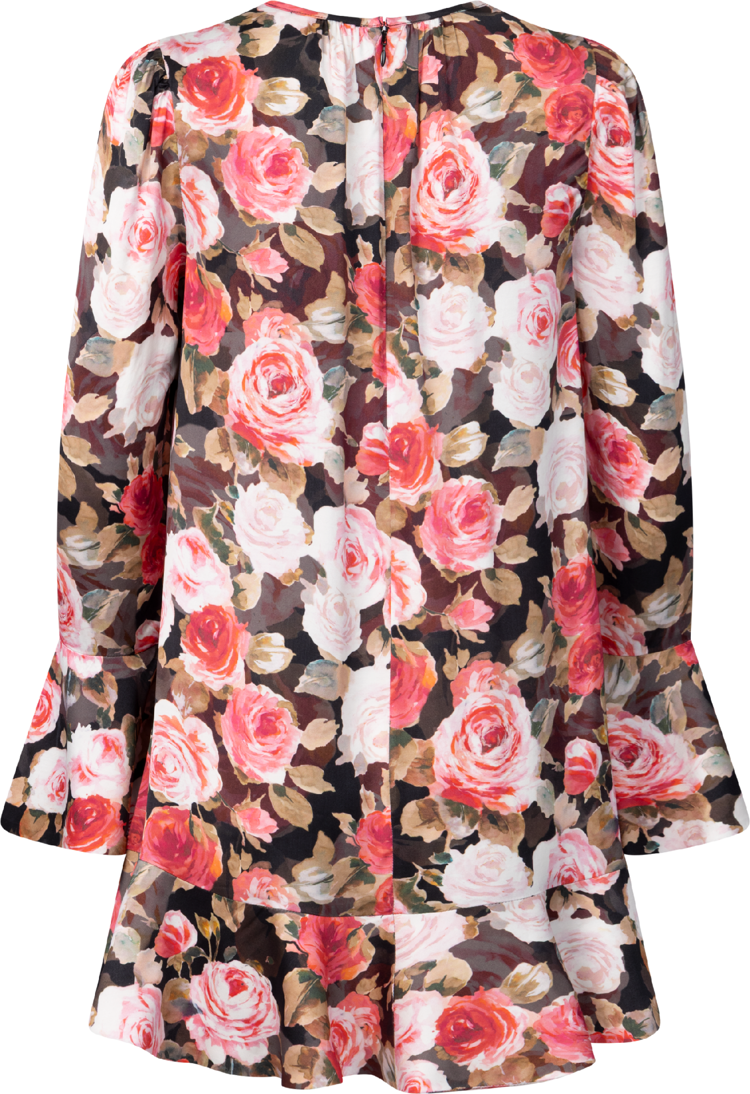 Satin Shift Dress - Midnight Roses