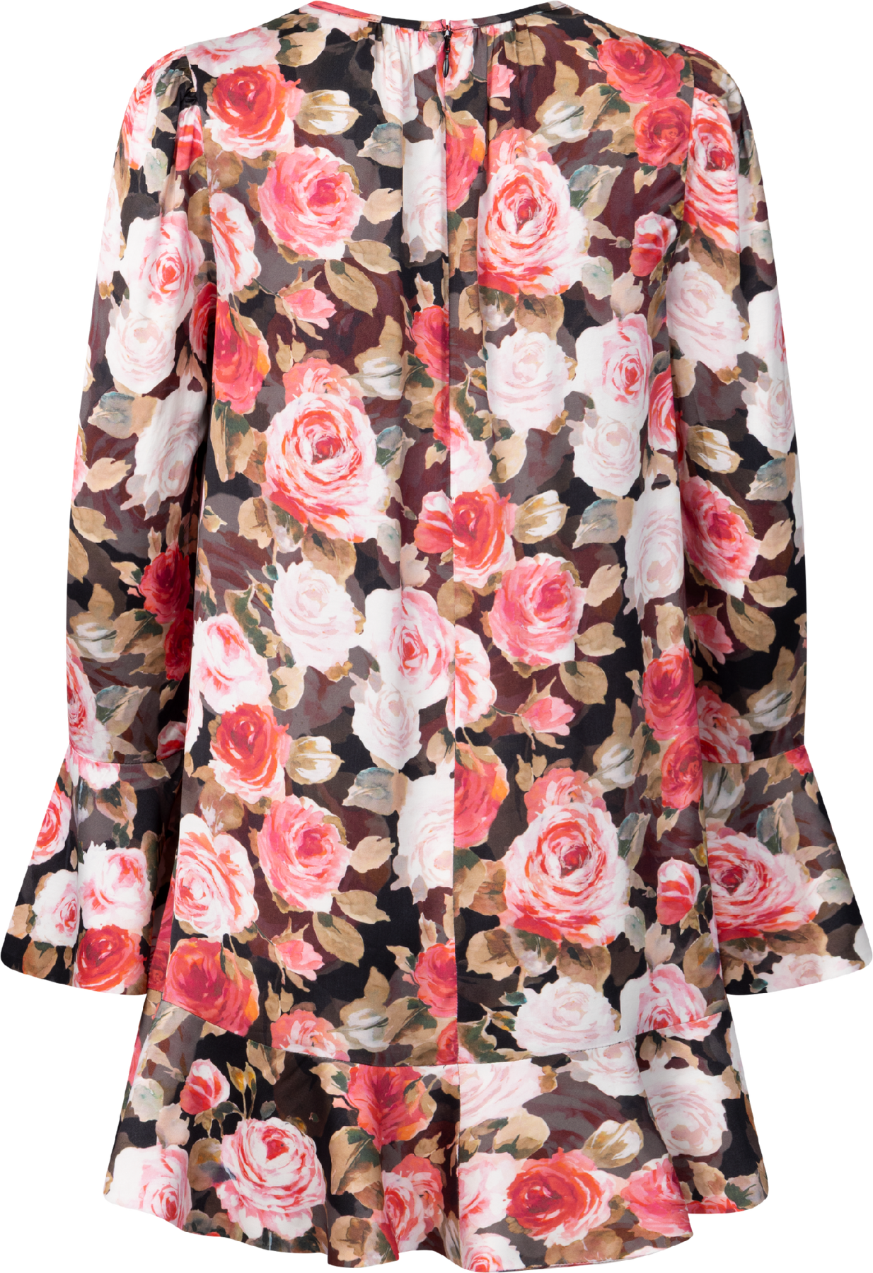 Satin Shift Dress - Midnight Roses