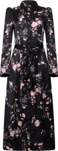 Satin Belt Dress - Midnight Garden