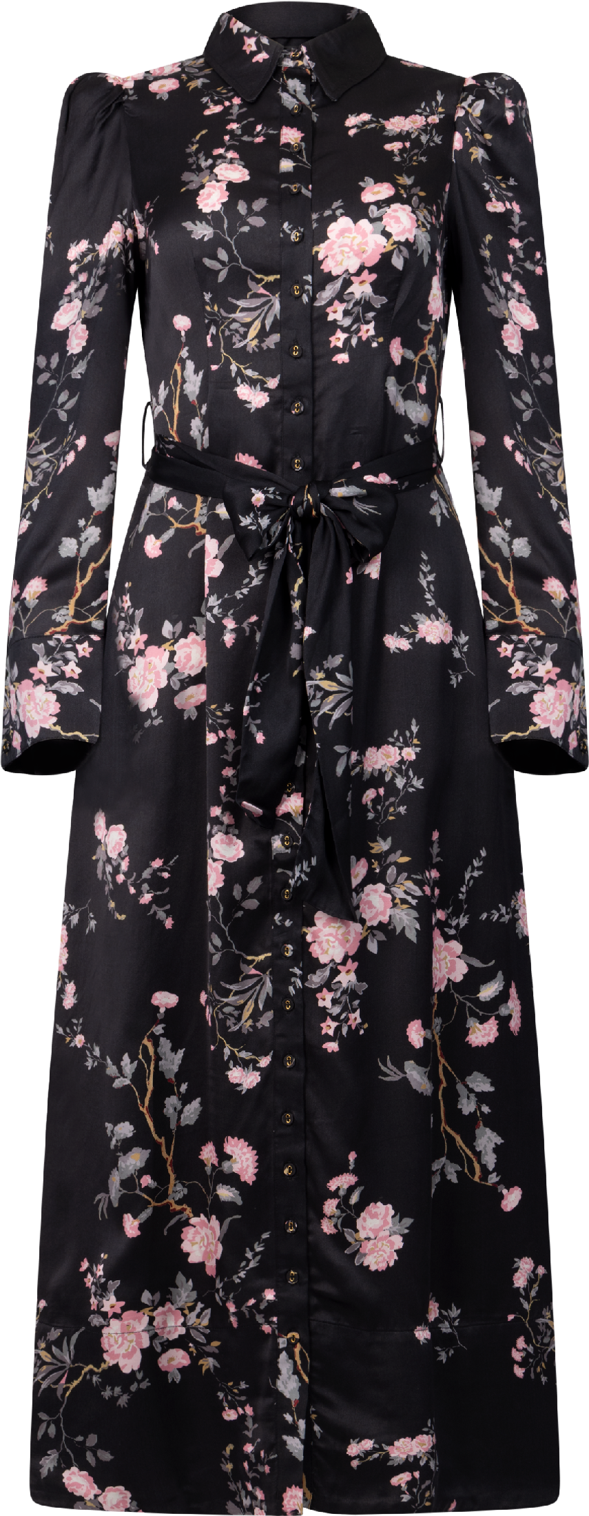 Satin Belt Dress - Midnight Garden