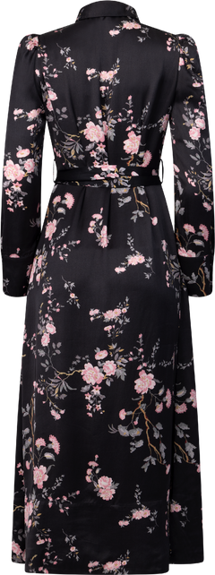 Satin Belt Dress - Midnight Garden