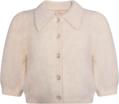 Hairy Knit Puffed Jacket - Off White