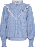 Synne Cotton Flower Blouse - Blue Flower