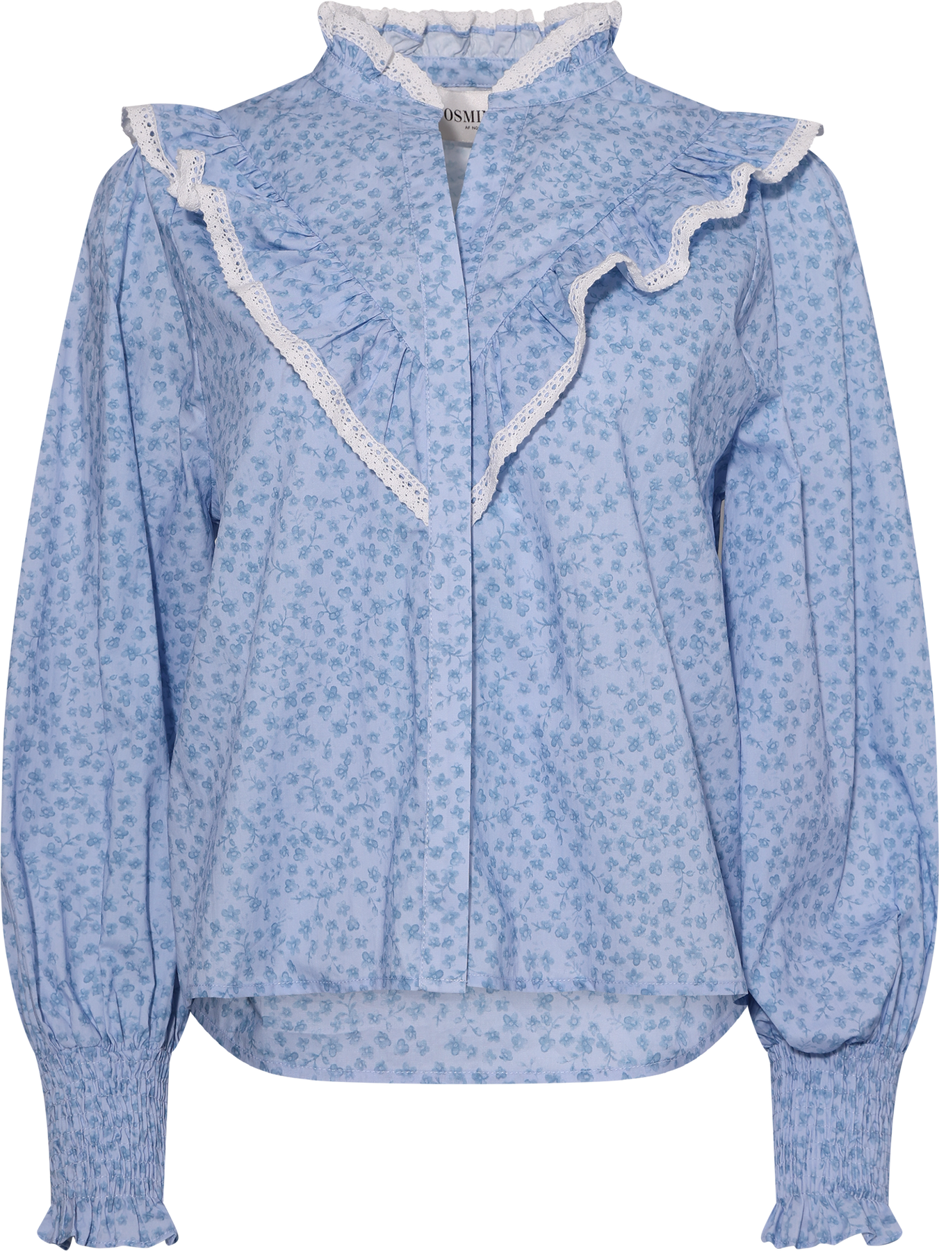 Synne Cotton Flower Blouse - Blue Flower