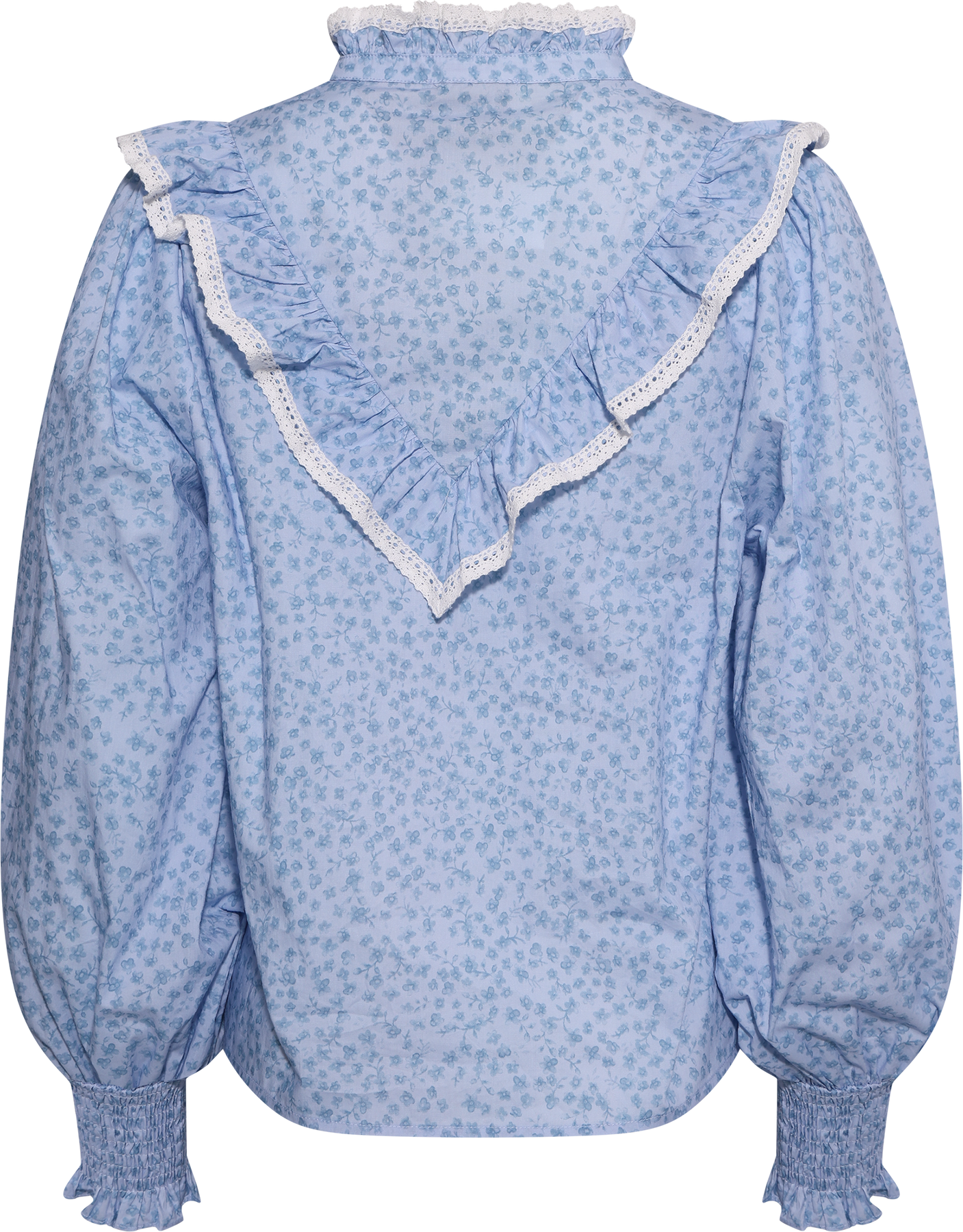 Synne Cotton Flower Blouse - Blue Flower