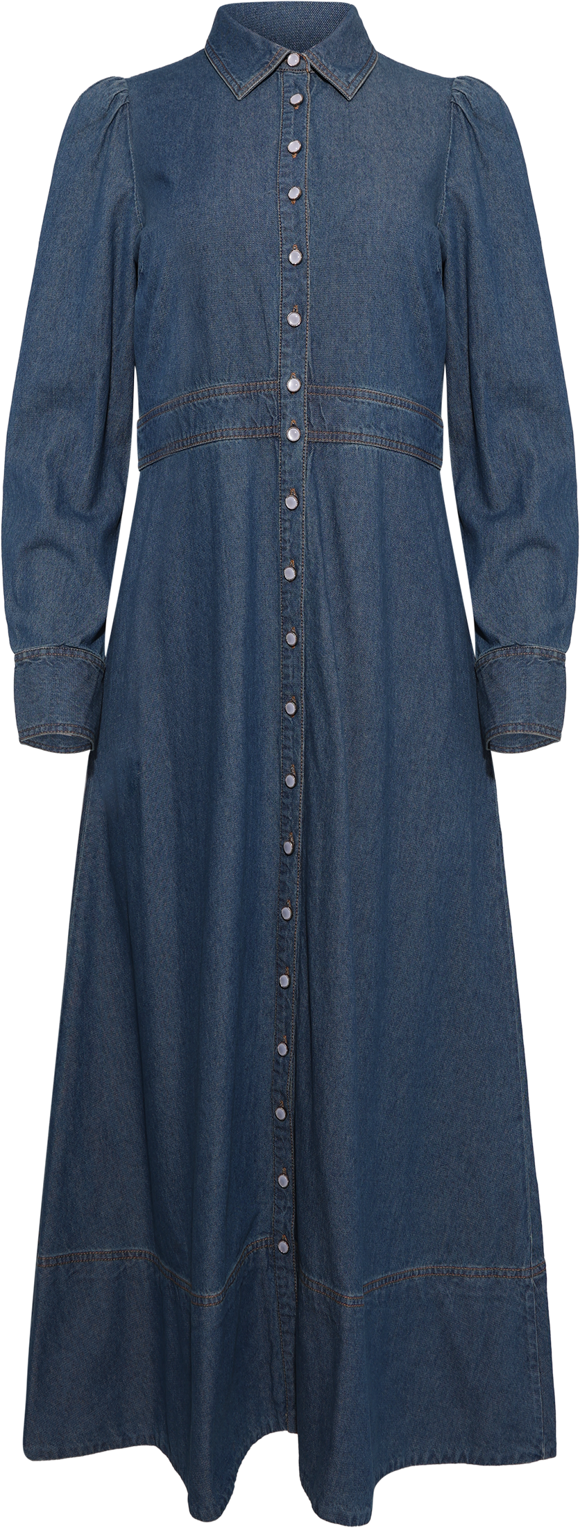 Denim Button-Down Dress - French Blue