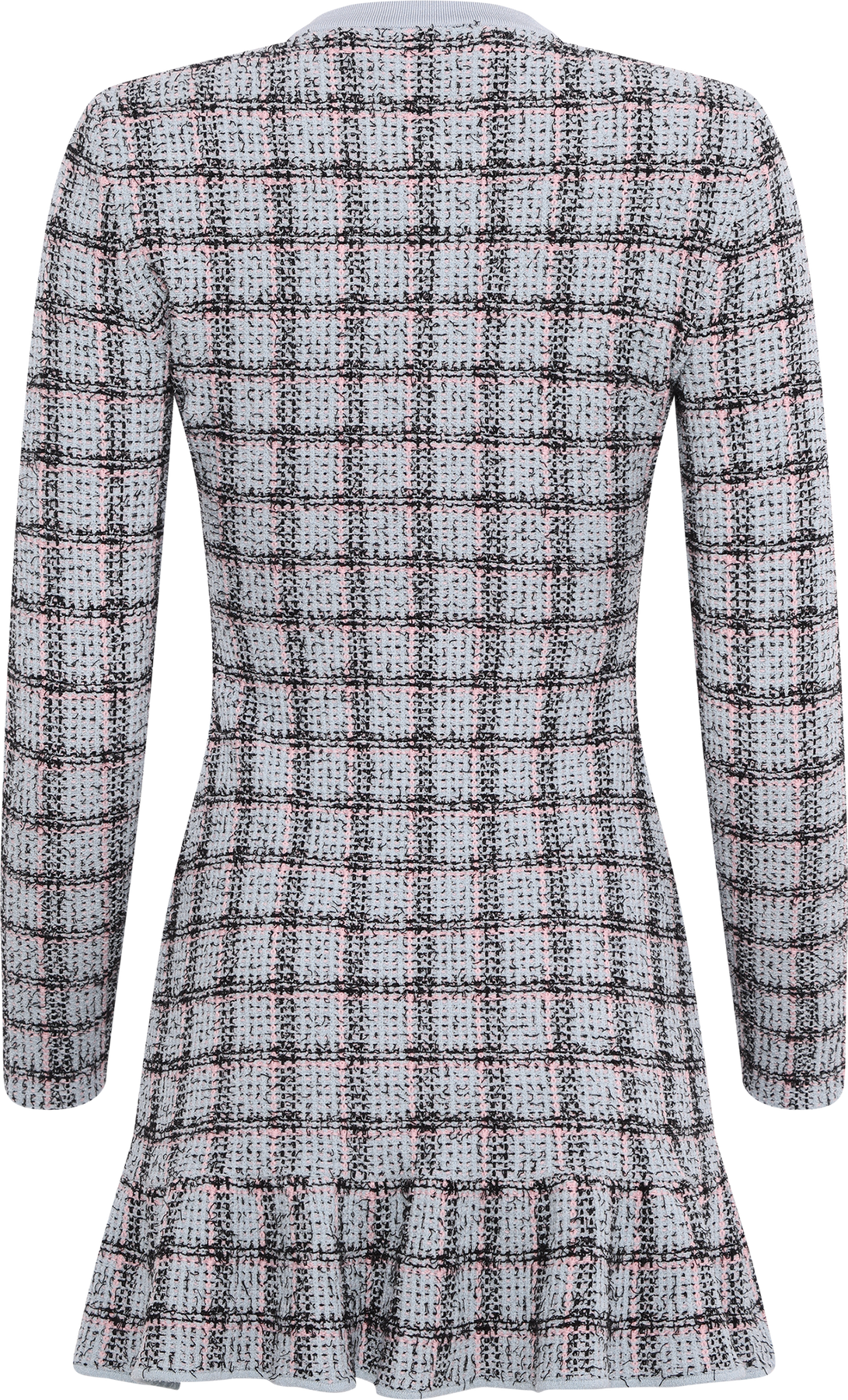 Check Knit Mini Dress - Blue