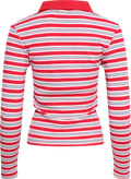 Leslie Polo Blouse - Red Blue Stripe