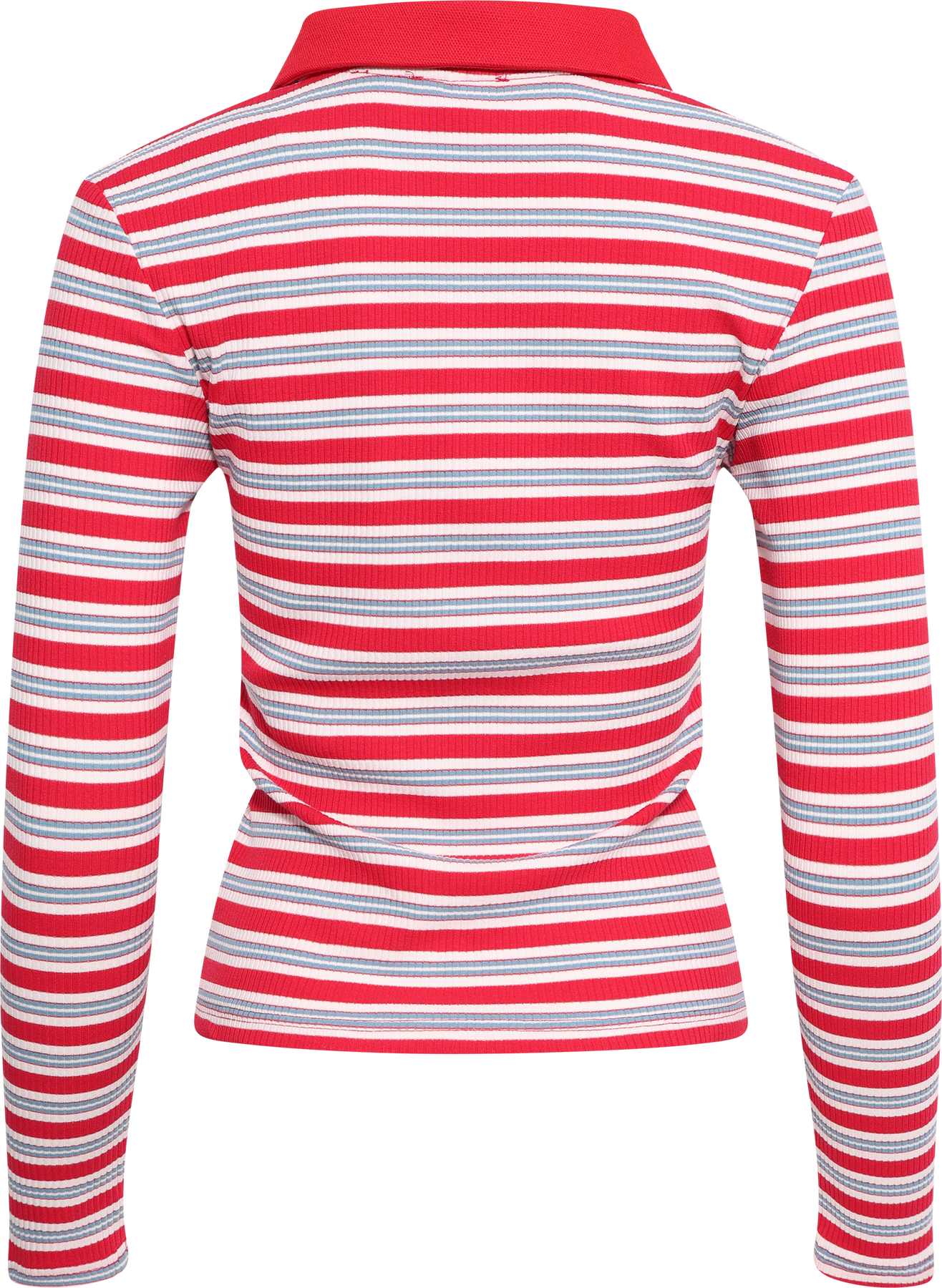 Leslie Polo Blouse - Red Blue Stripe