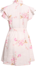 Linen Ruffle Dress - Pink Bloom