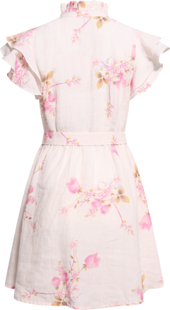 Linen Ruffle Dress - Pink Bloom