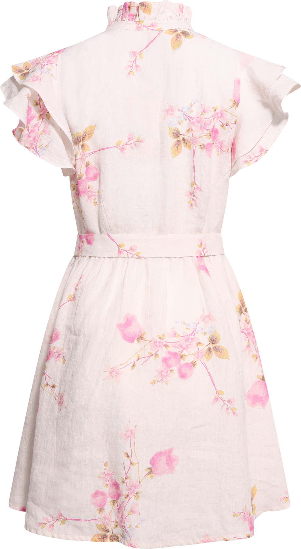Linen Ruffle Dress - Pink Bloom