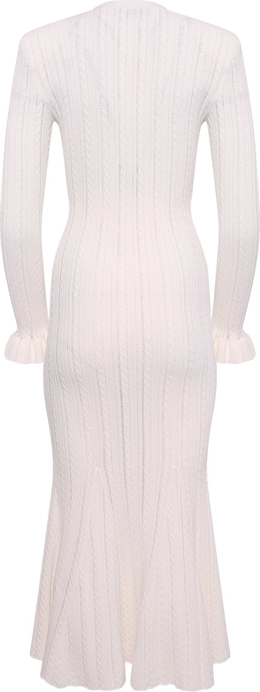 Pointelle Knit Midi Dress - White