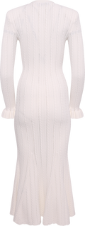 Pointelle Knit Midi Dress - White