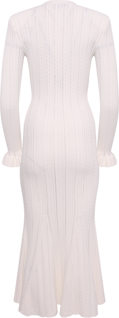 Pointelle Knit Midi Dress - White