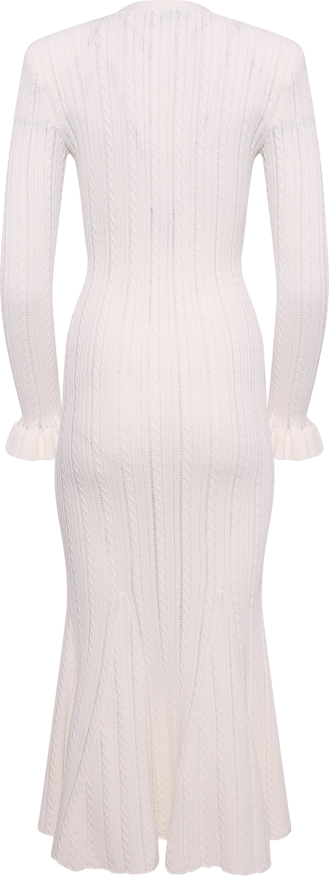 Pointelle Knit Midi Dress - White