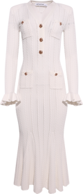 Pointelle Knit Midi Dress - White