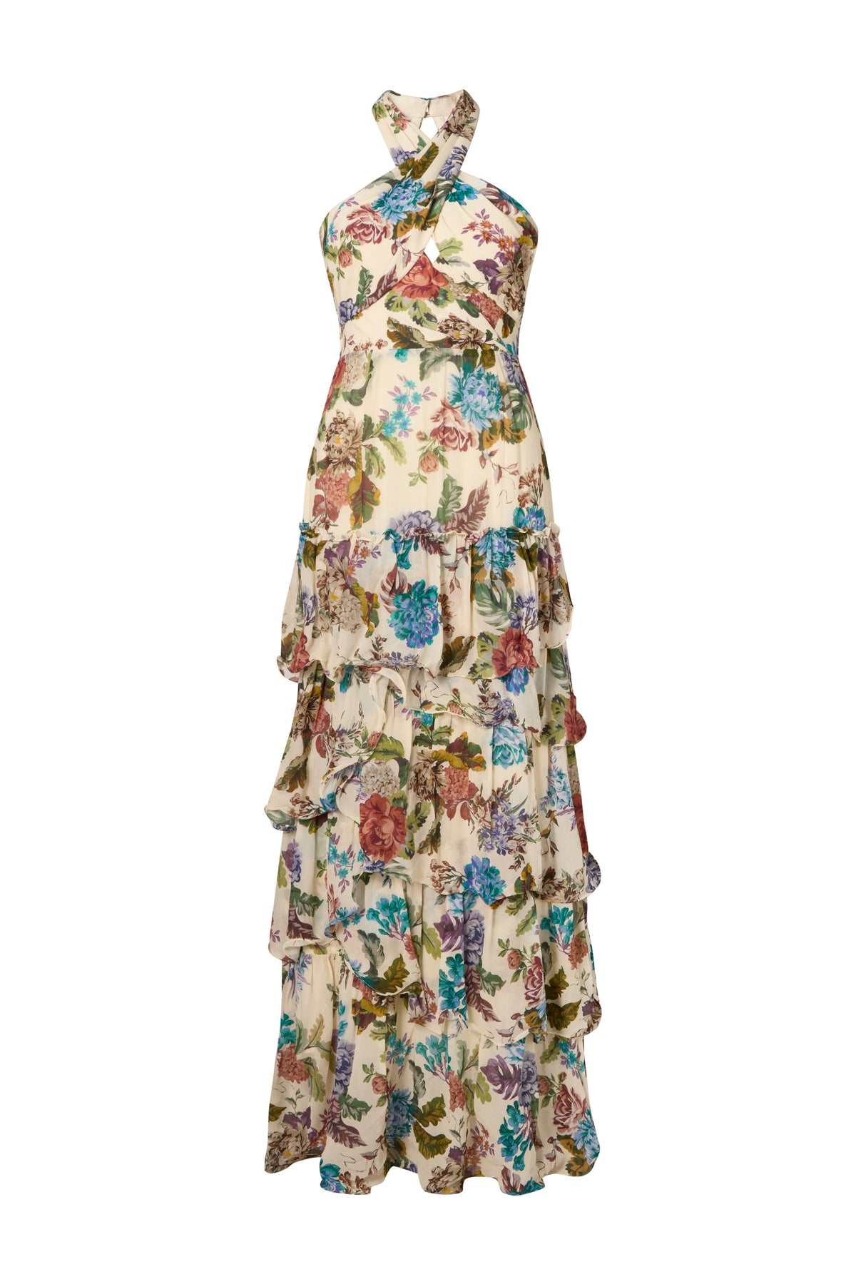 Paloma Halterneck Chiffon Maxi Dress - Botanic Florals
