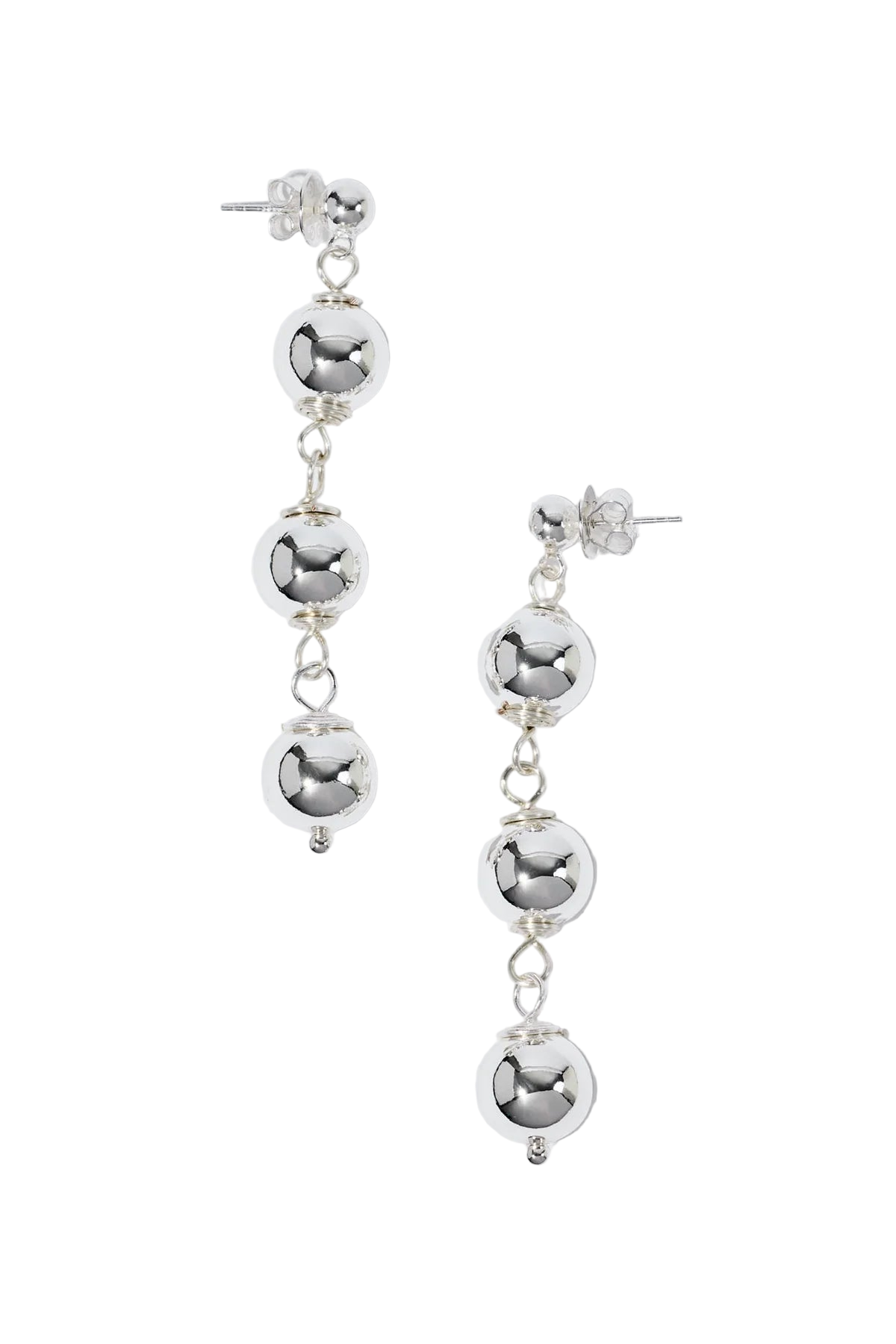 Tiny Trio Sphere Earrings - Silver