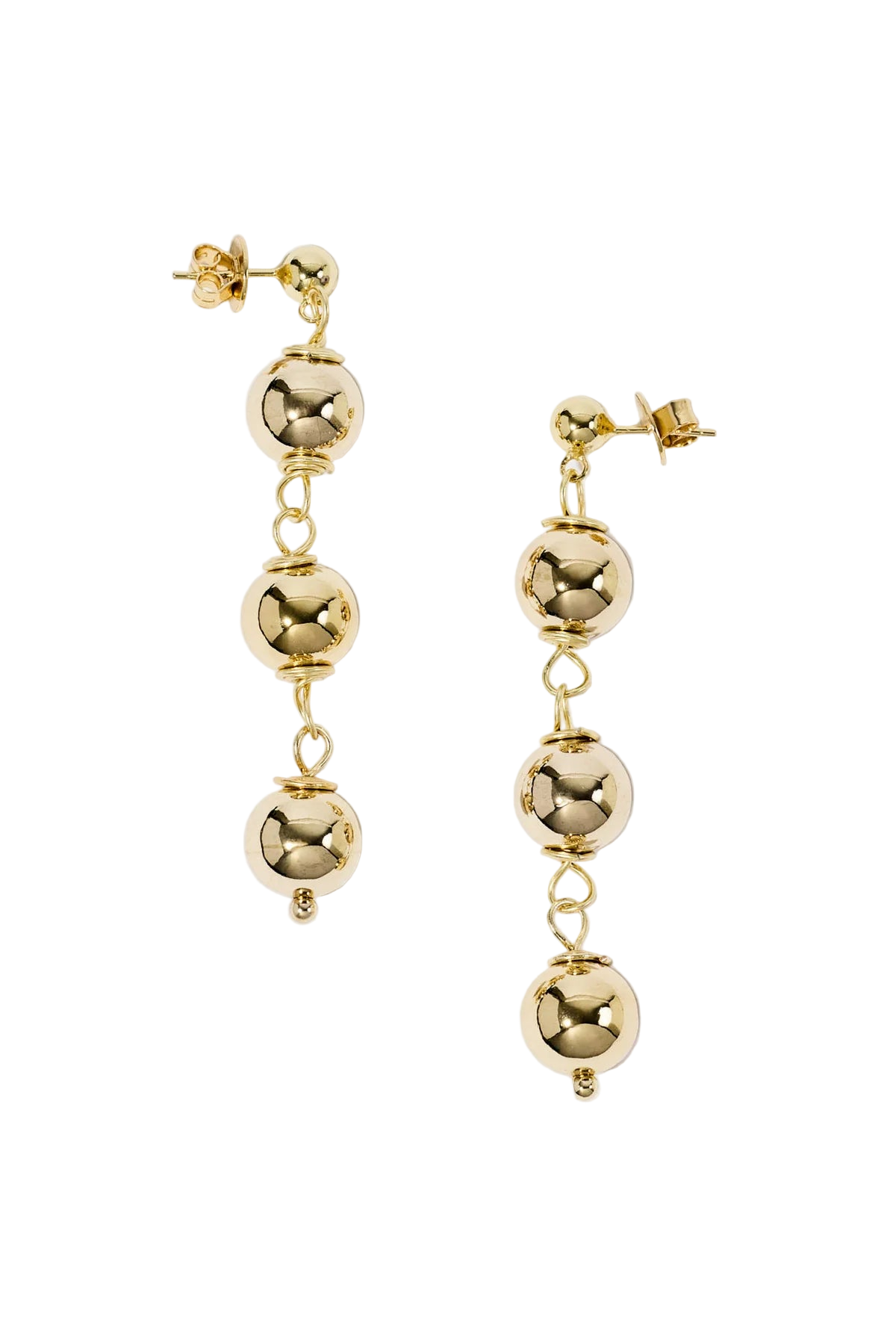 Tiny Trio Sphere Earrings - Gold