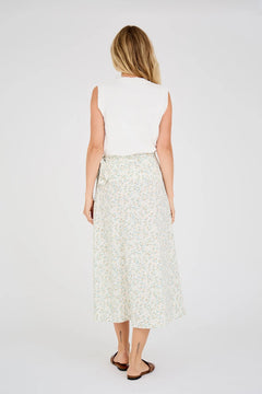Peony Wrap Skirt - Pale Mint/Off White