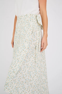 Peony Wrap Skirt - Pale Mint/Off White