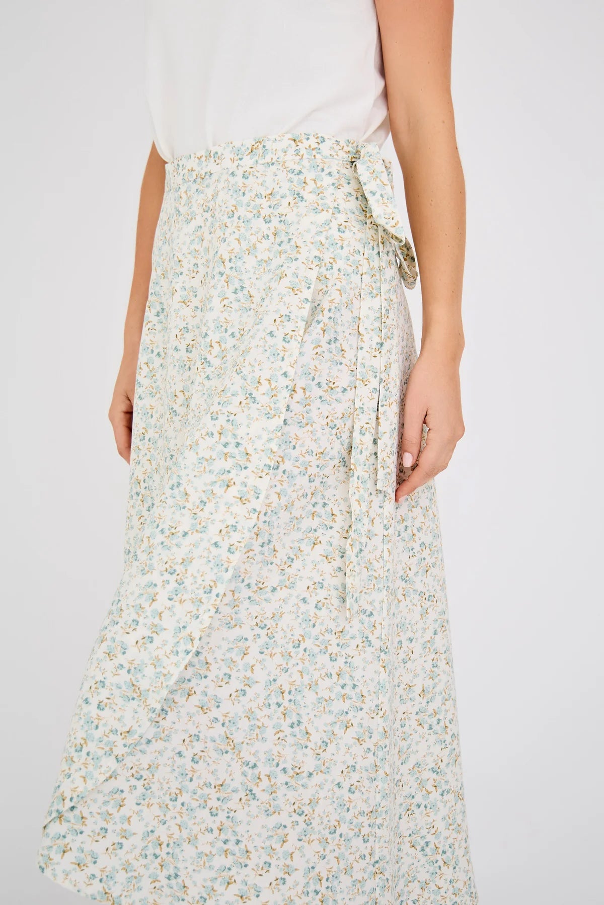 Peony Wrap Skirt - Pale Mint/Off White