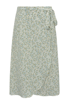 Peony Wrap Skirt - Pale Mint/Off White