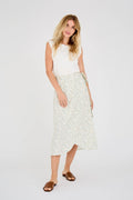 Peony Wrap Skirt - Pale Mint/Off White
