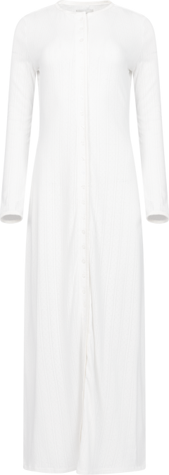 Perle Pointelle Cardigan Dress - White