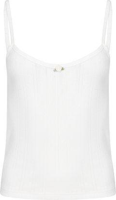 Perle Pointelle Singlet - White