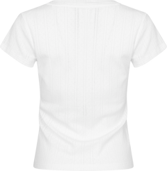 Perle Pointelle Tee - White
