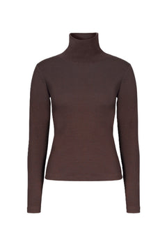 Petra Rib Turtleneck - Dark Brown