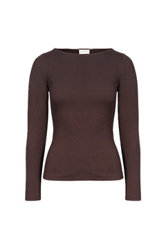 Petronella Rib Boatneck - Dark Brown