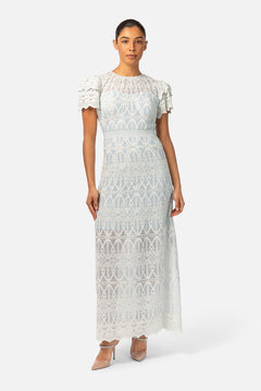 Philine Maxi Dress - Blue Embroidery