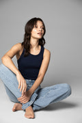Pia Rib Singlet - Navy