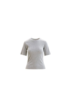Pippa Rib Tee - Light Grey Melange