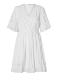 Dahlia Ss Short Broderi Dress Noos - Bright White