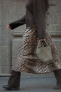 Printed Cotton Long Smock Skirt - Leopard