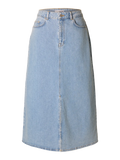 Krista-Gerda Hw Li Blu Max Skirt Noos - Light Blue Denim