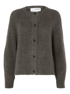 Lulu LS Knit Short Cardigan - Medium Grey Melange