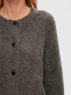 Lulu LS Knit Short Cardigan - Medium Grey Melange