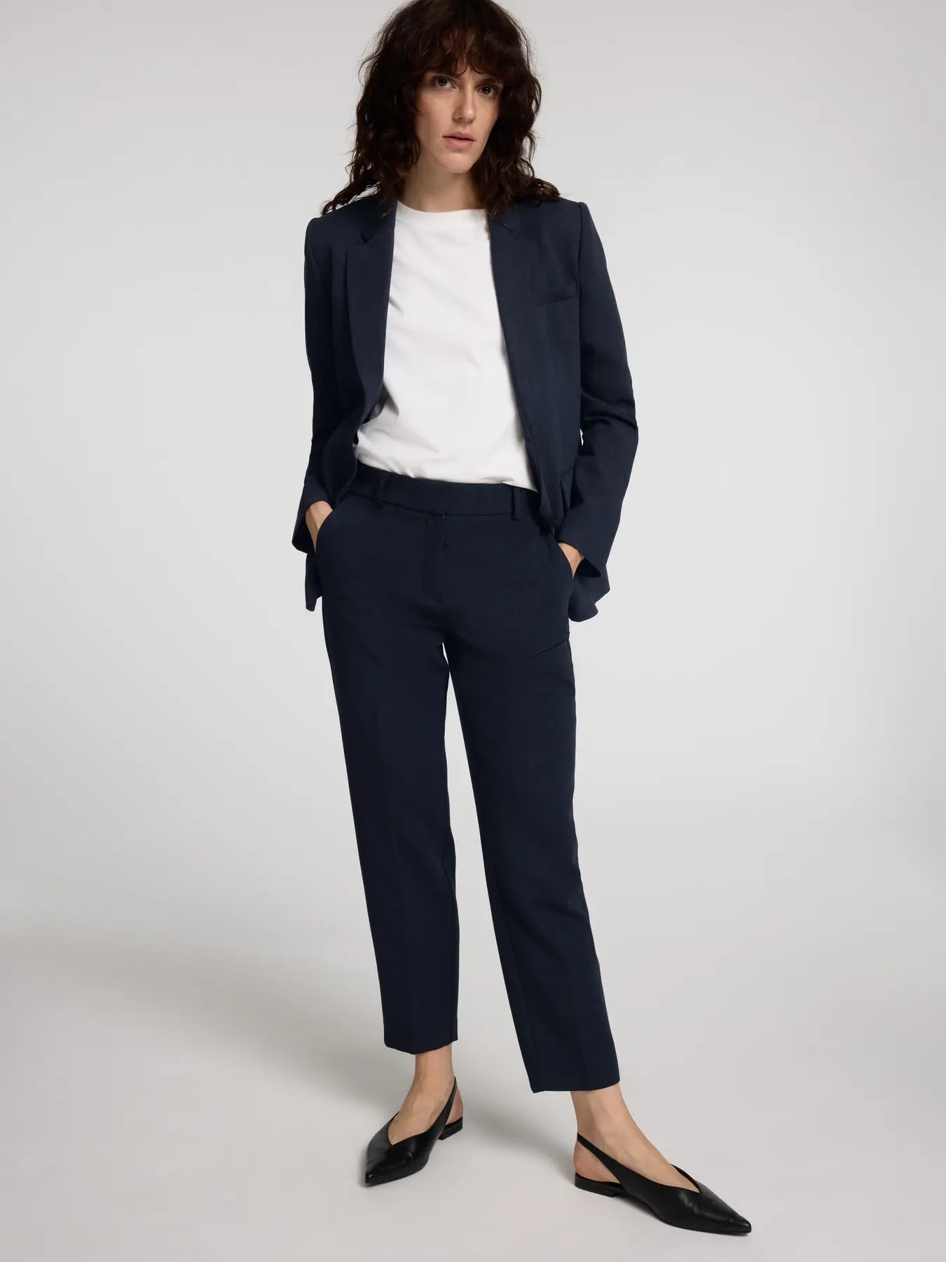 Rita-Ria Mw Crop Pant - Dark Sapphire Melange