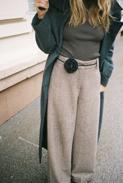 Zoe Herringbone Pant - Brown